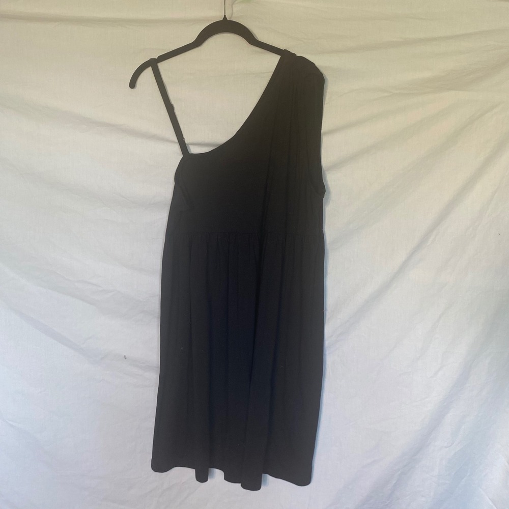 ELLE Womens Black One Shoulder Asymmetrical Empire Waist Mini Dress XL RN73277
